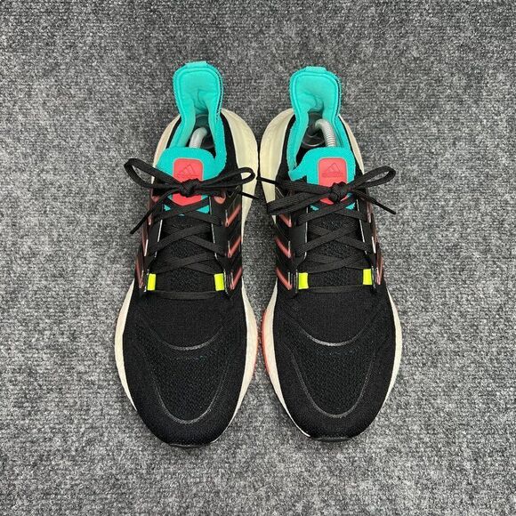 Adidas UltraBoost 22 Running Shoes Mens Size 10.5 Black Turbo Mint Rust Athletic - Picture 3 of 11